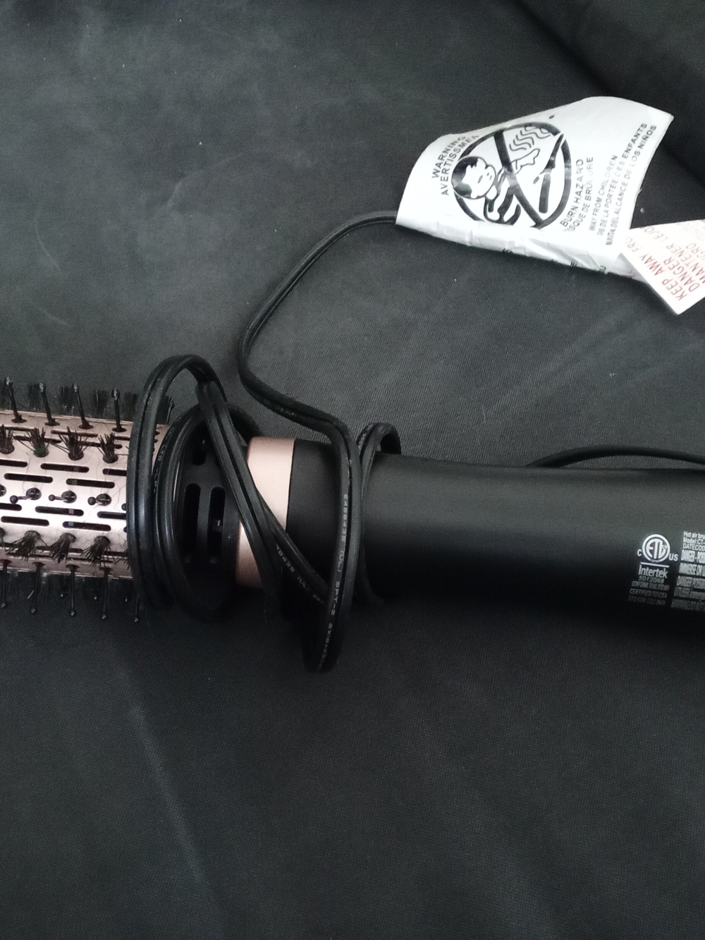 Black and Rose Gold Hair Styling Brush - Sleek Electric Styler